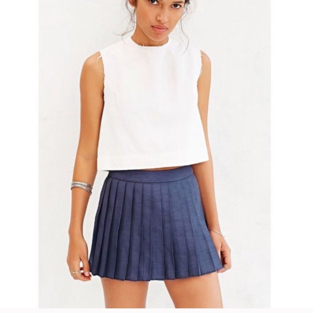 UO Silence and Noise blue pleaded skort